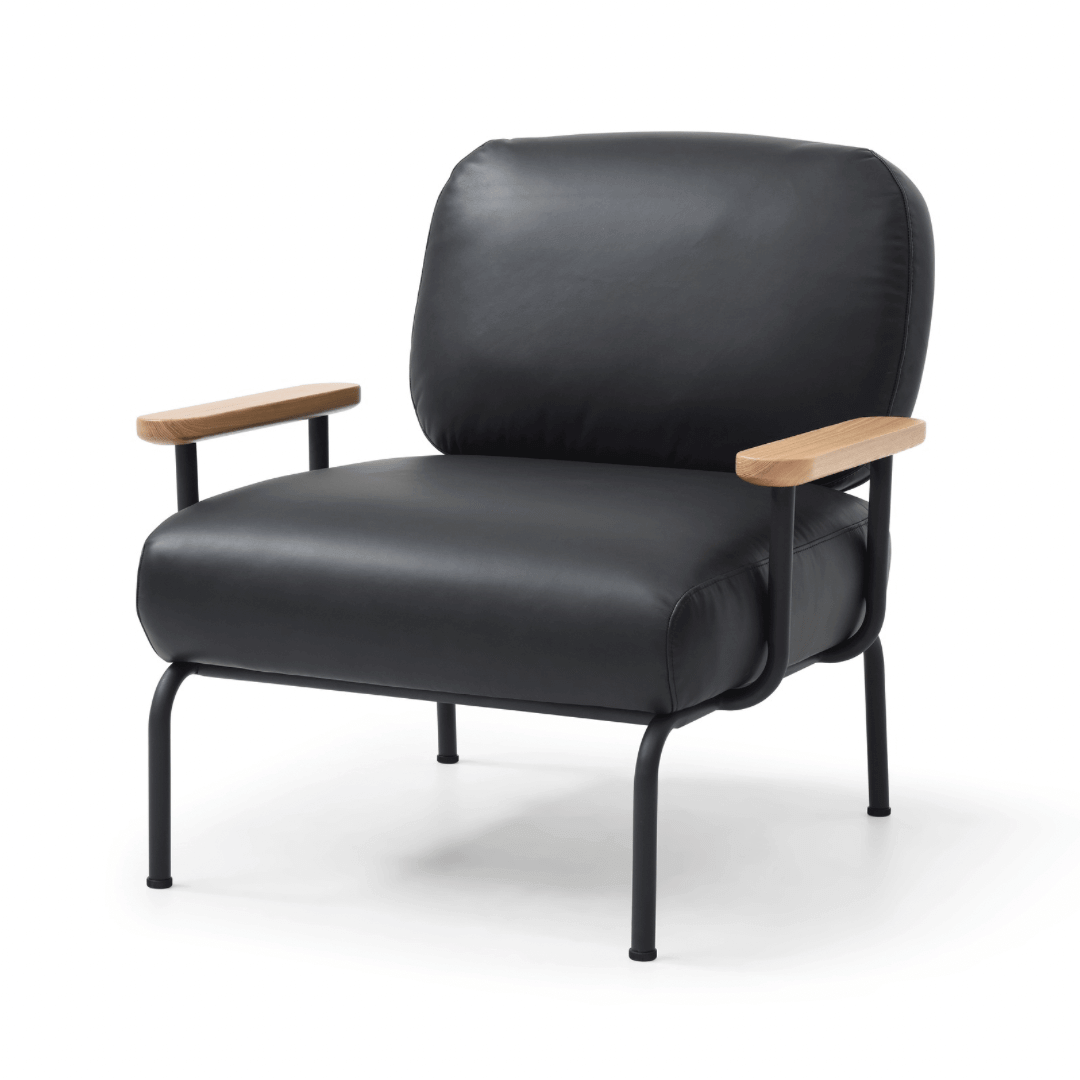 Seek & Ramble Accent Chair Boyd Leather Black Mattia Mid Century Modern Occasional Armchair Leather