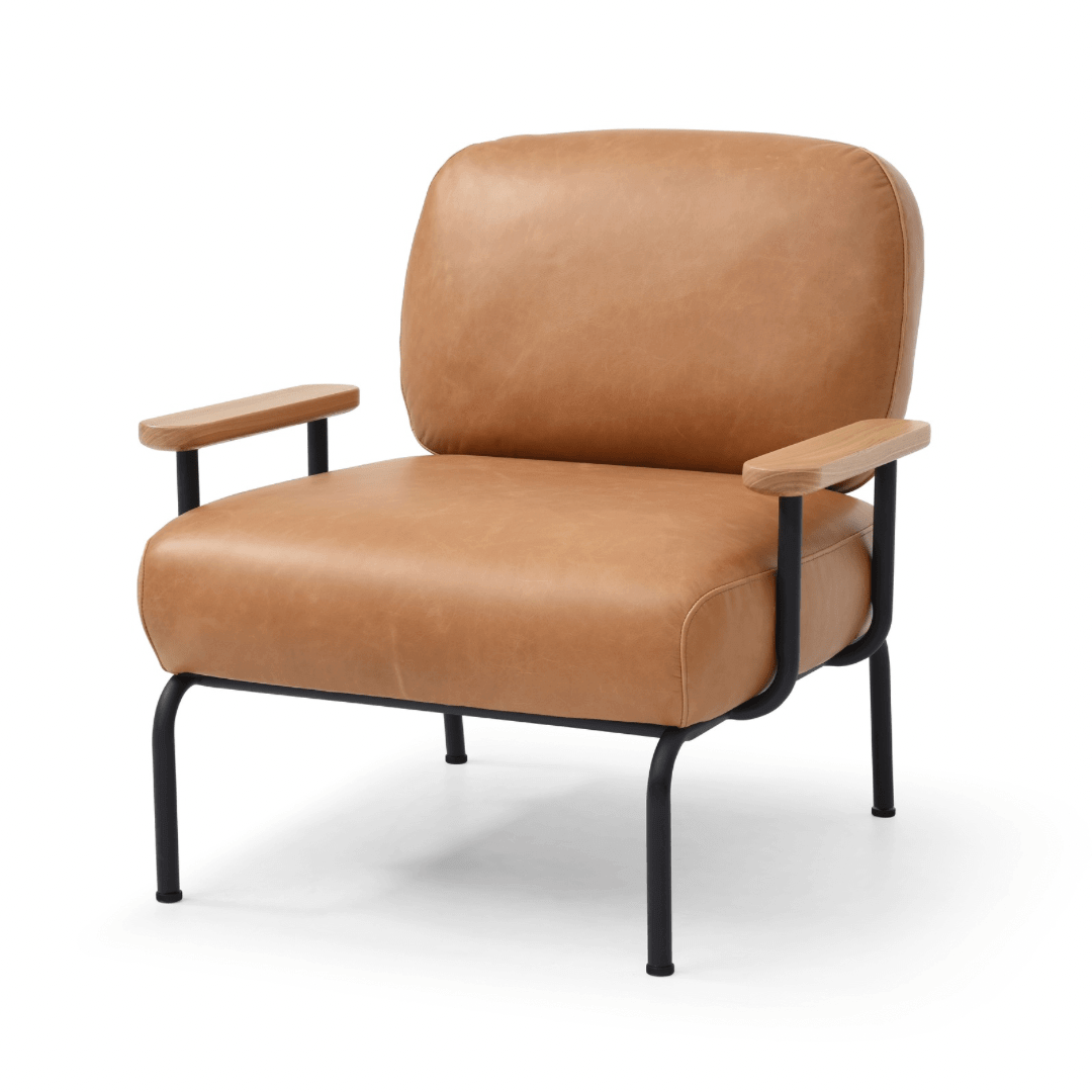 Seek & Ramble Accent Chair Boyd Leather Tan Mattia Mid Century Modern Occasional Armchair Leather