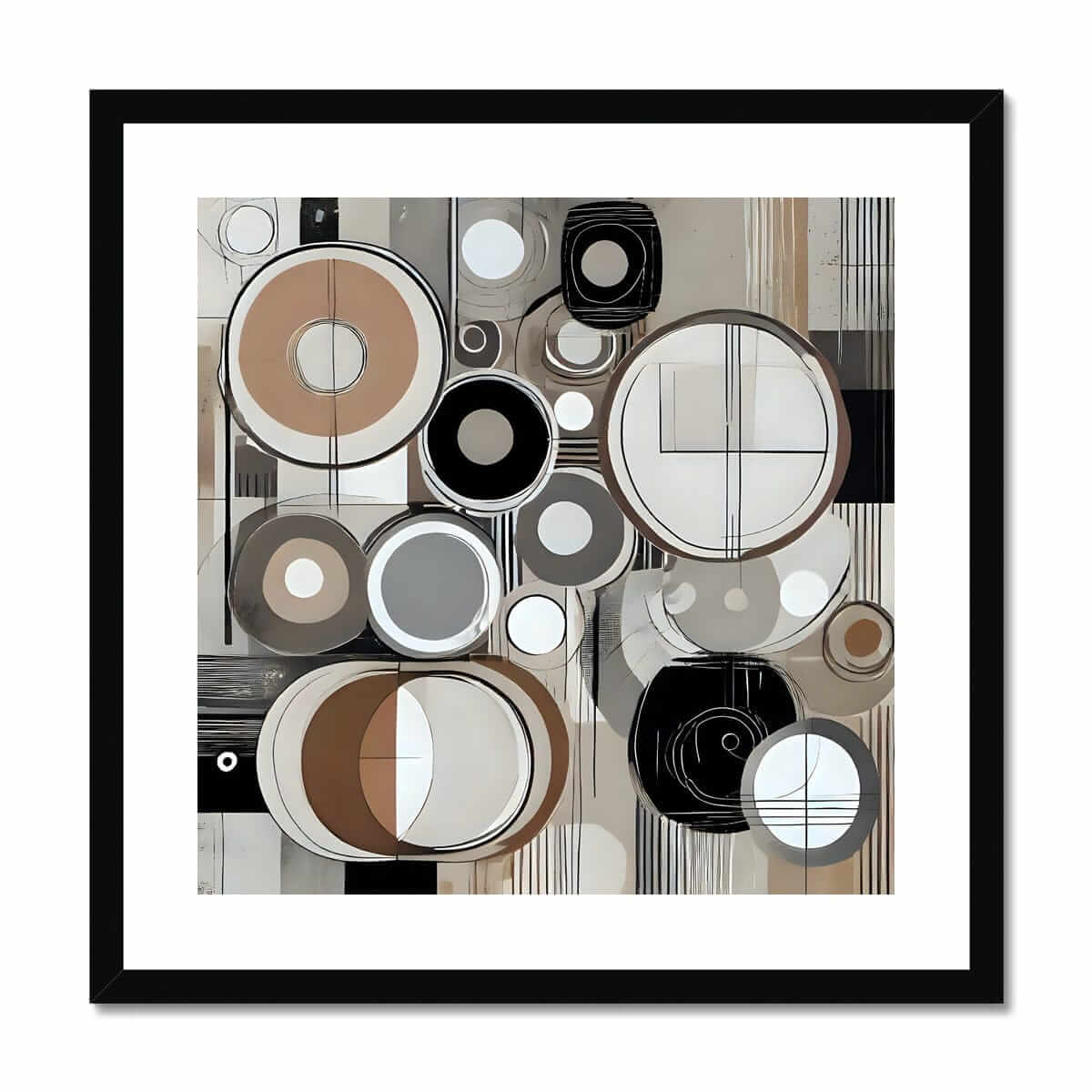 Seek & Ramble Framed 20"x20" / Black Frame Mid Century Brown Framed Print