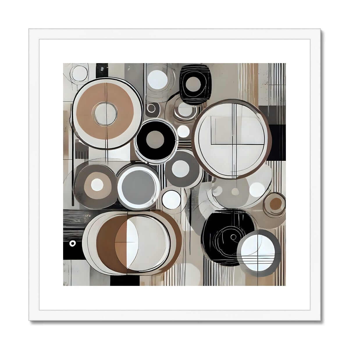 Seek & Ramble Framed 20"x20" / White Frame Mid Century Brown Framed Print