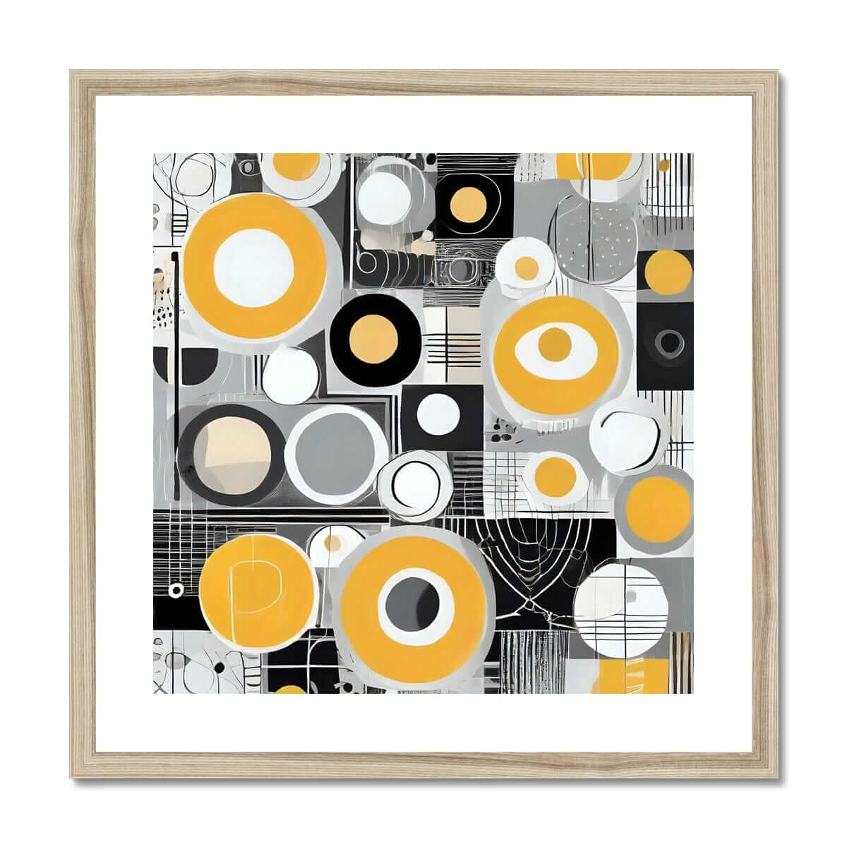 Seek & Ramble Framed 20"x20" / Natural Frame Mid Century Yellow Framed Print