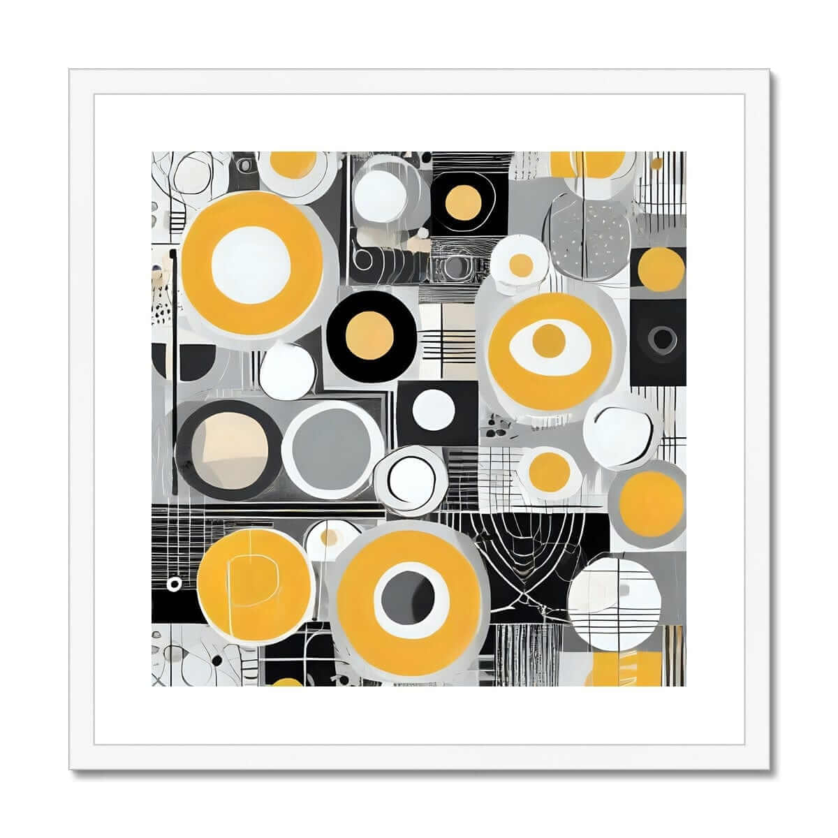 Seek & Ramble Framed 20"x20" / White Frame Mid Century Yellow Framed Print