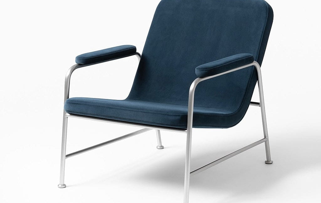 Seek & Ramble Accent Chair Milo Lounge Chair Brushed Steel Brunswick Slate