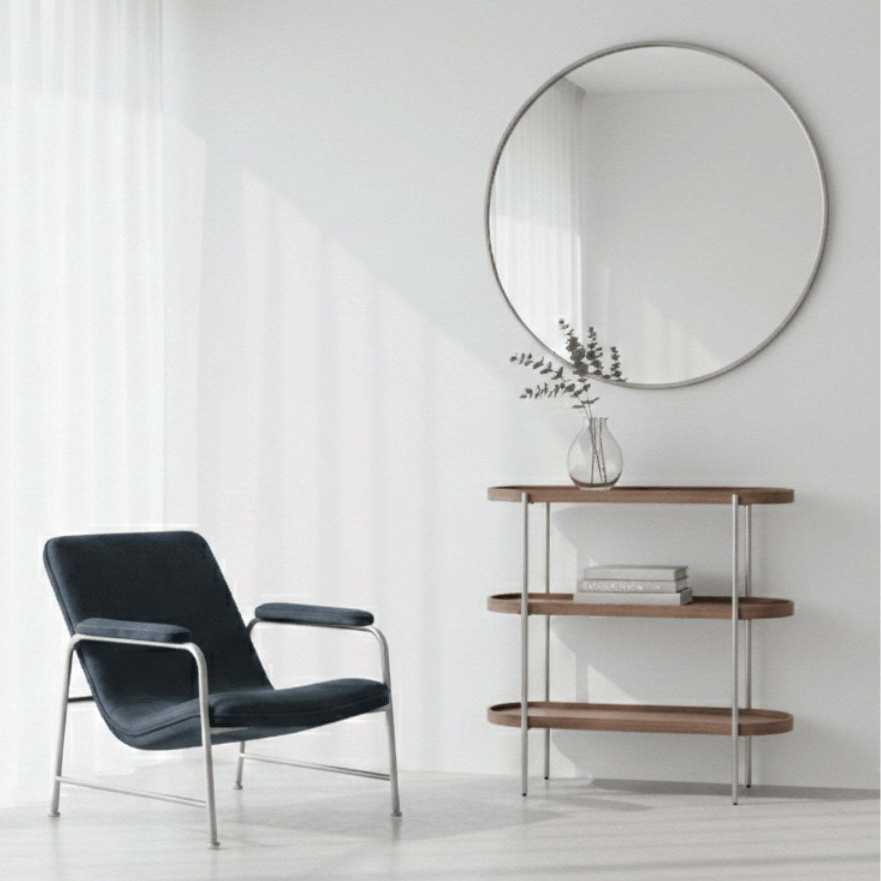 Seek & Ramble Accent Chair Milo Lounge Chair Brushed Steel Brunswick Slate