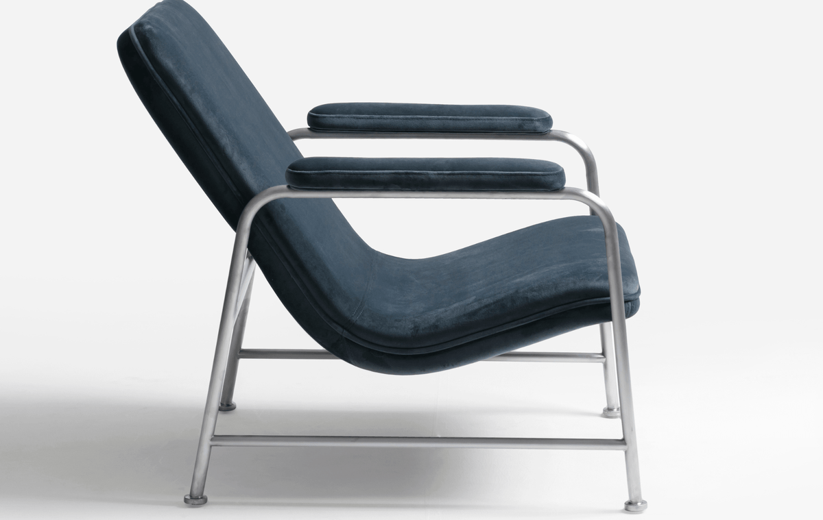 Seek & Ramble Accent Chair Milo Lounge Chair Stainless Steel Brunswick Slate