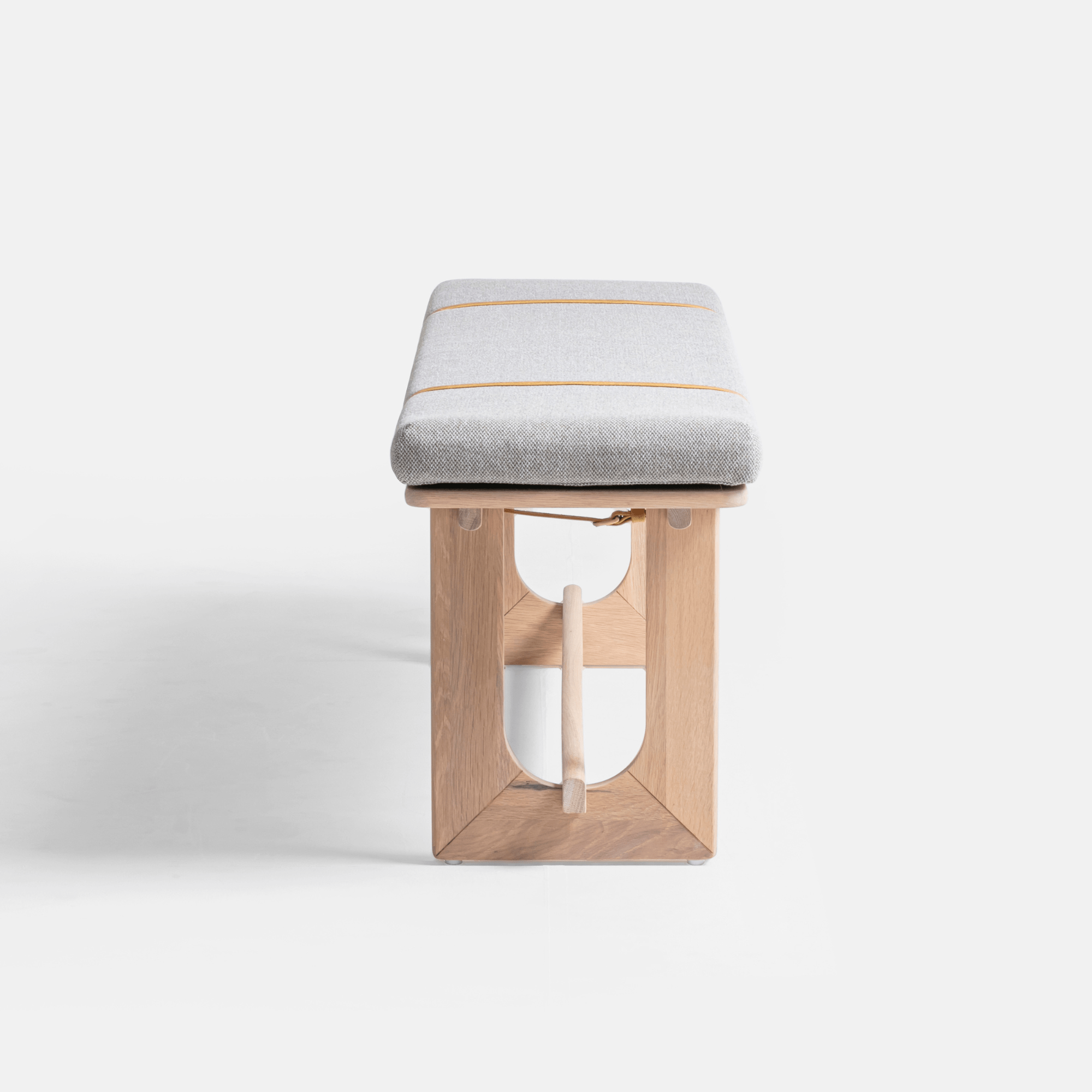 Seek & Ramble Benches Oscar 1.4m Oak Upholstered Bench Fitzroy Storm