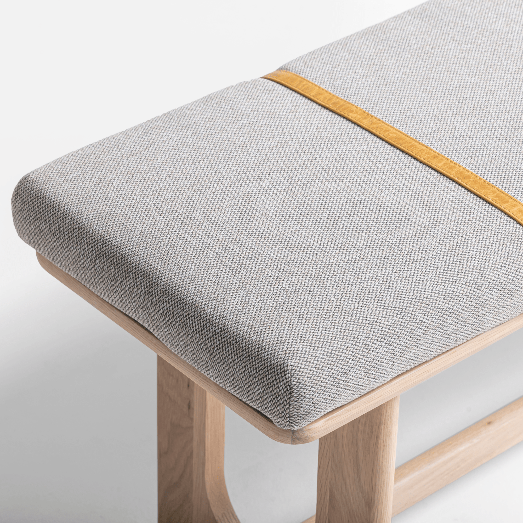 Seek & Ramble Benches Oscar 1.4m Oak Upholstered Bench Fitzroy Storm