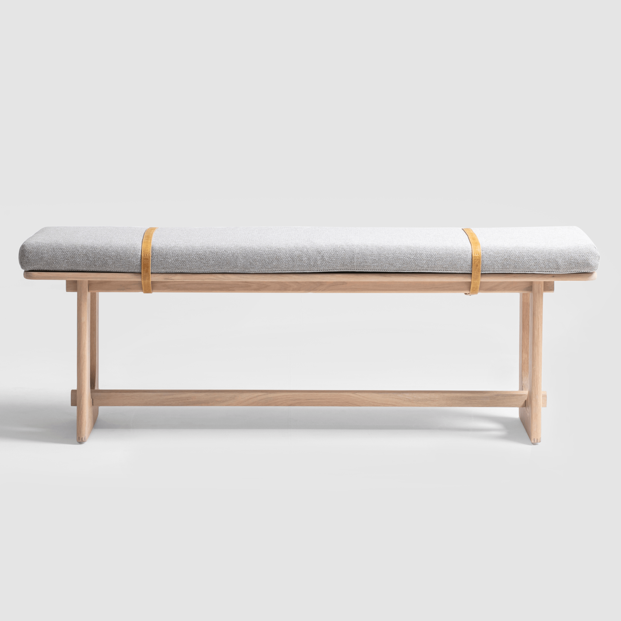 Seek & Ramble Benches Oscar 1.4m Oak Upholstered Bench Fitzroy Storm