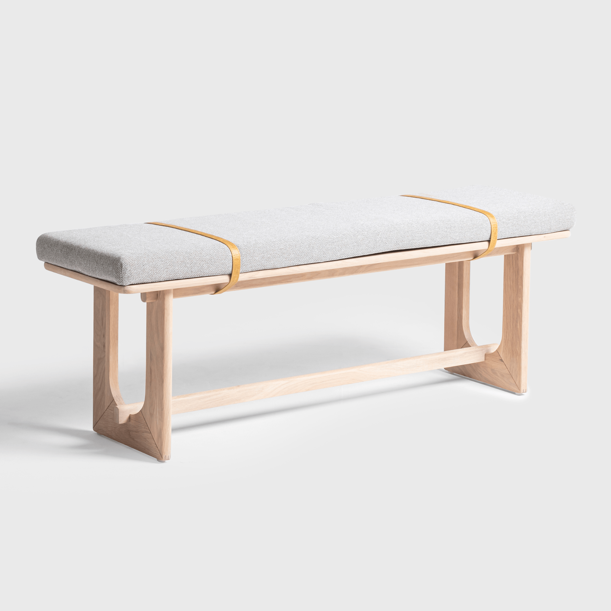 Seek & Ramble Benches Oscar 1.4m Oak Upholstered Bench Fitzroy Storm