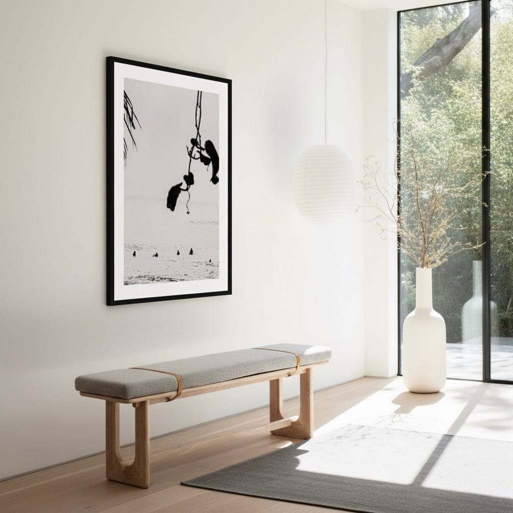 Seek & Ramble Benches Oscar 1.4m Oak Upholstered Bench Fitzroy Storm