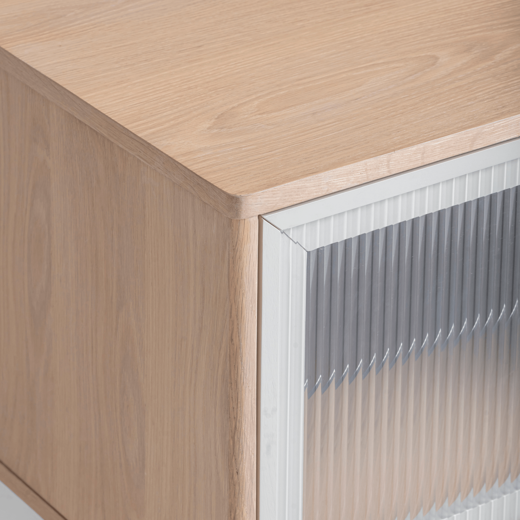 Seek & Ramble Cabinets Oscar 1.8m Natural Oak and Fluted Glass Lowline Cabinet