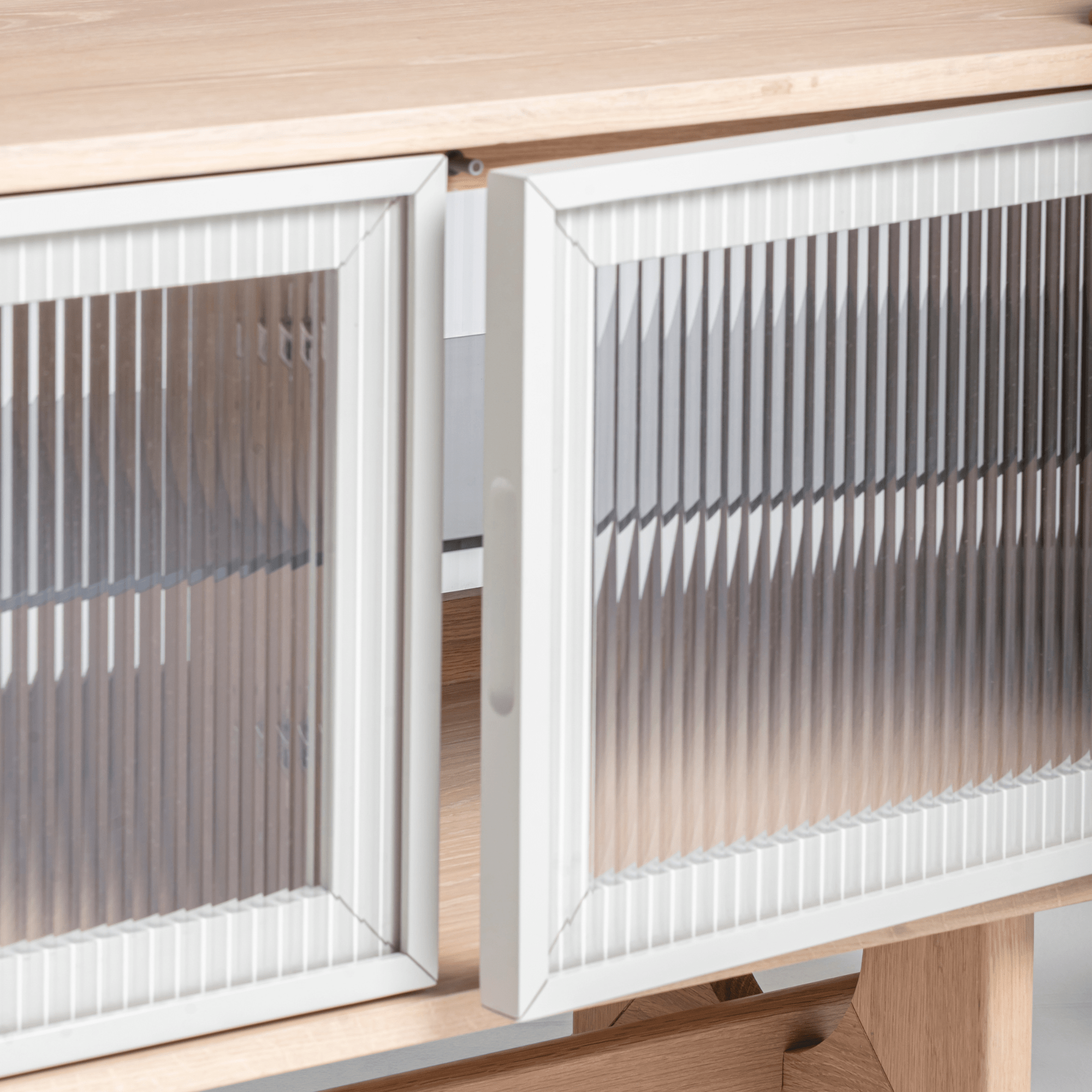 Seek & Ramble Cabinets Oscar 1.8m Natural Oak and Fluted Glass Lowline Cabinet