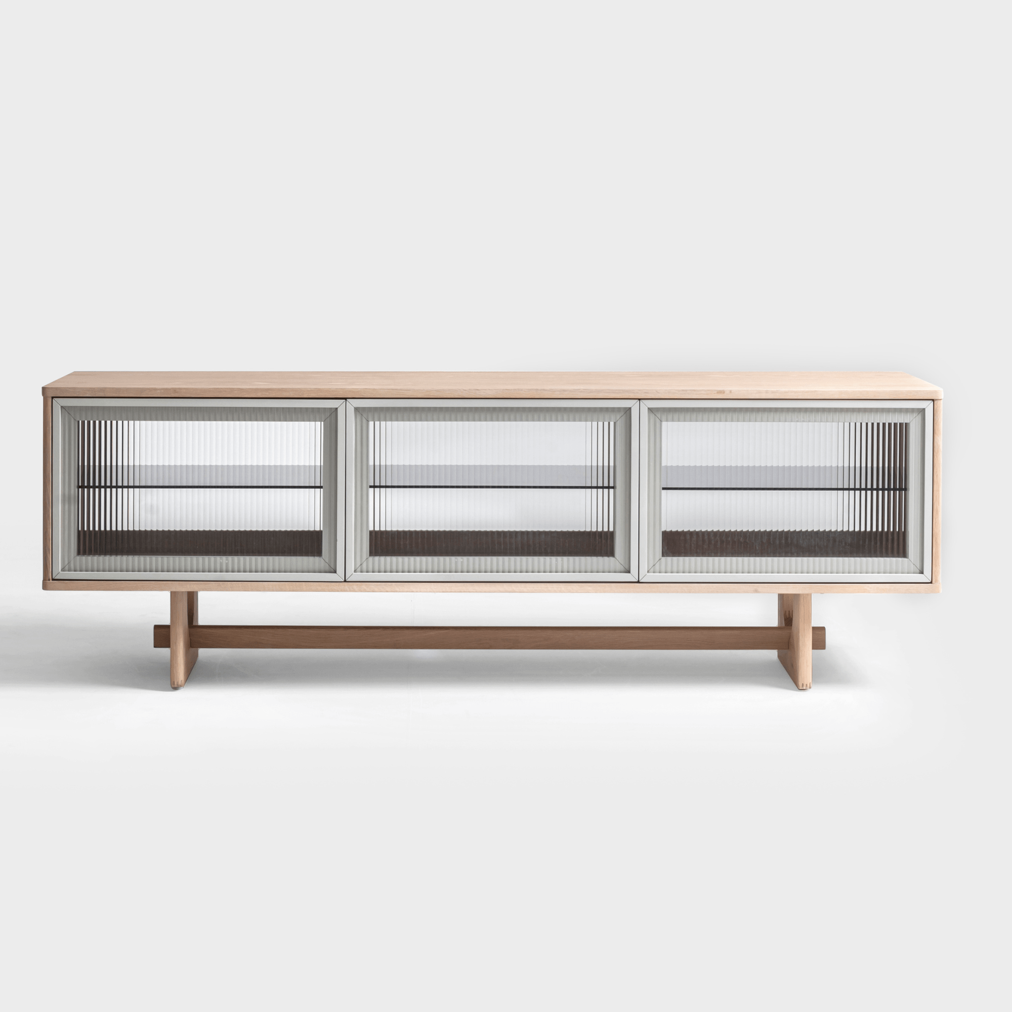 Seek & Ramble Cabinets Oscar 1.8m Natural Oak and Fluted Glass Lowline Cabinet
