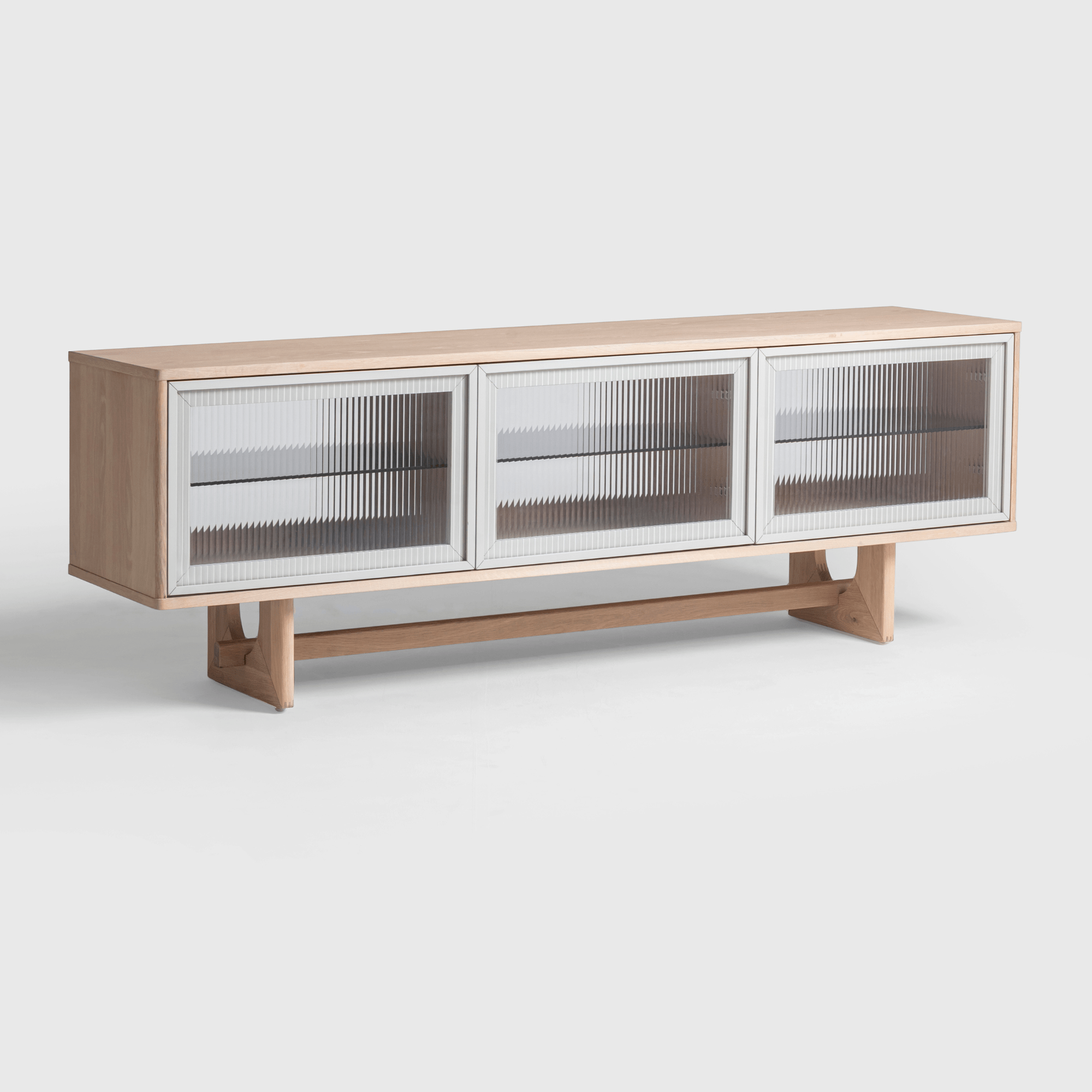 Seek & Ramble Cabinets Oscar 1.8m Natural Oak and Fluted Glass Lowline Cabinet