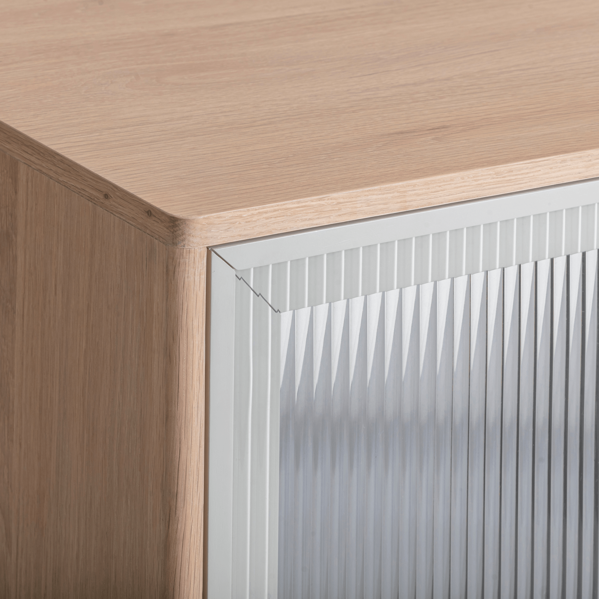 Seek & Ramble Cabinets Oscar Tall Cabinet Natural Oak and Fluted Glass