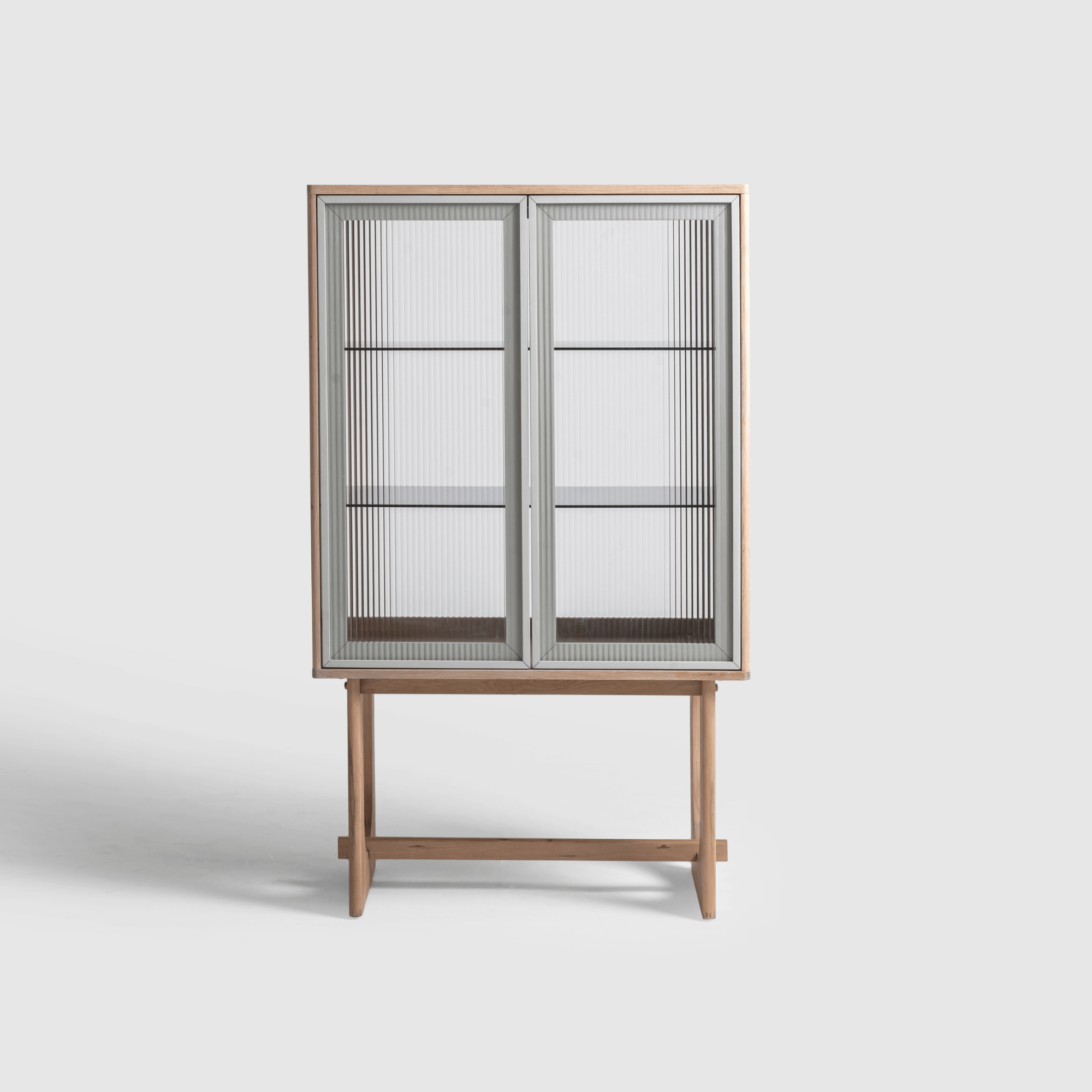 Seek & Ramble Cabinets Oscar Tall Cabinet Natural Oak and Fluted Glass