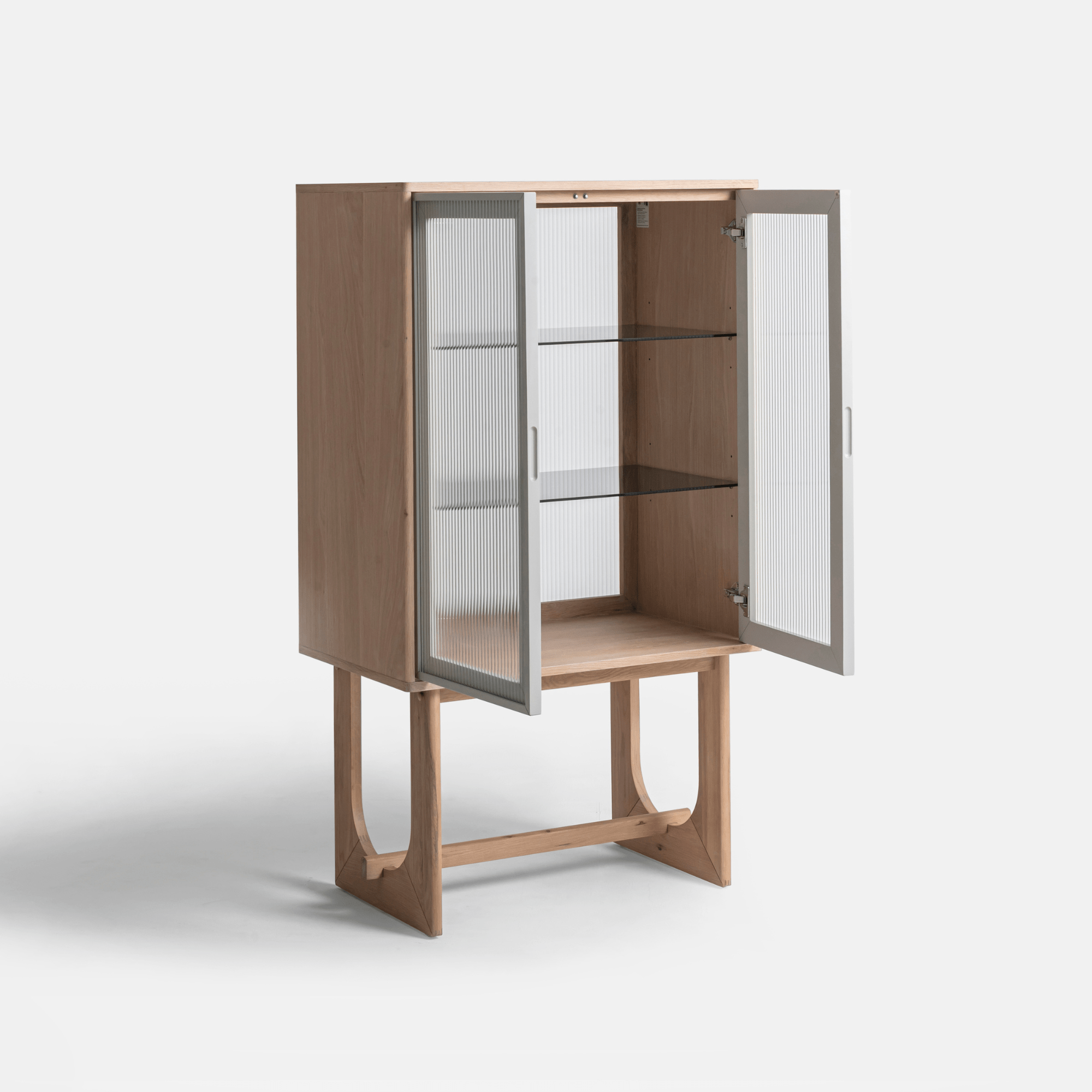 Seek & Ramble Cabinets Oscar Tall Cabinet Natural Oak and Fluted Glass