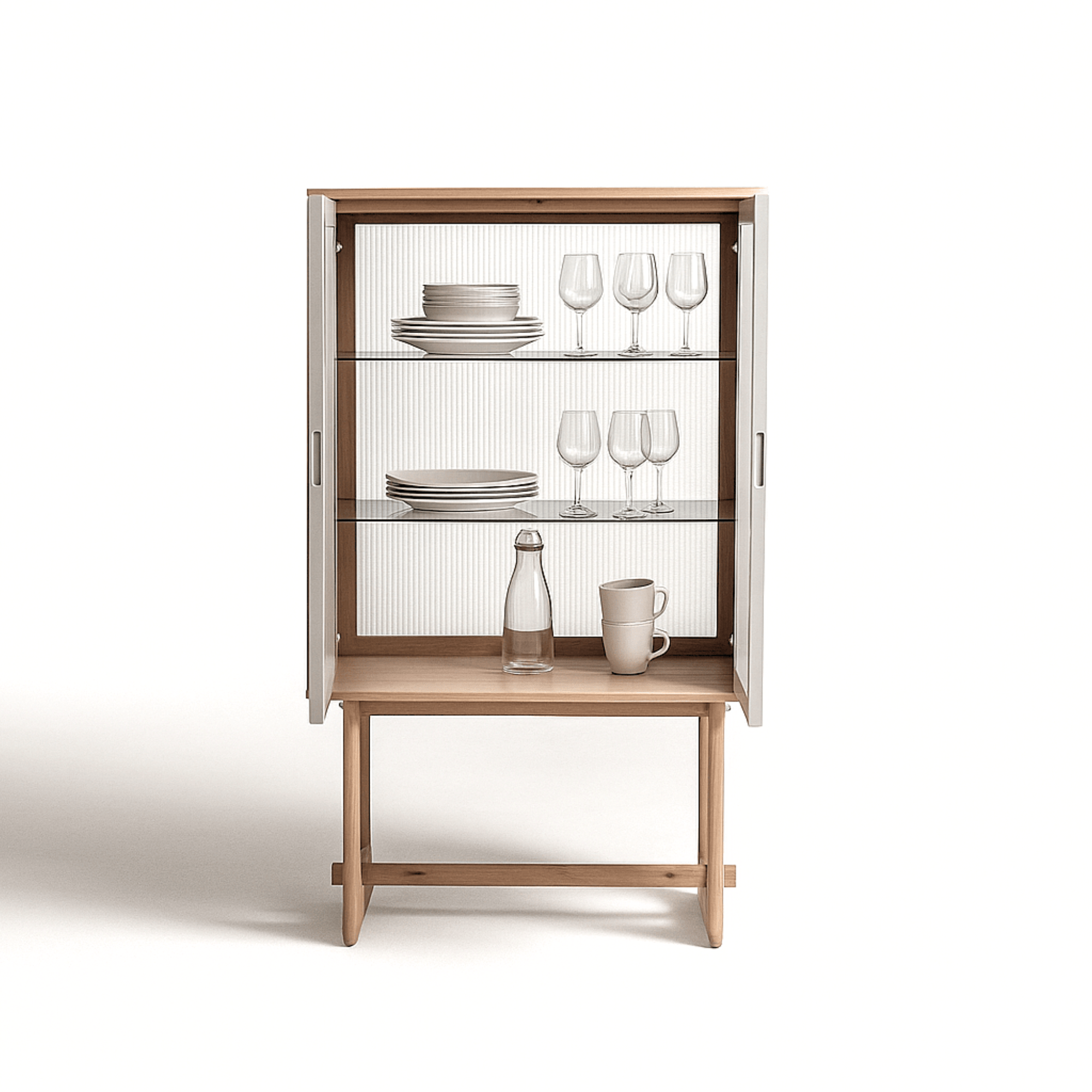 Seek & Ramble Cabinets Oscar Tall Cabinet Natural Oak and Fluted Glass