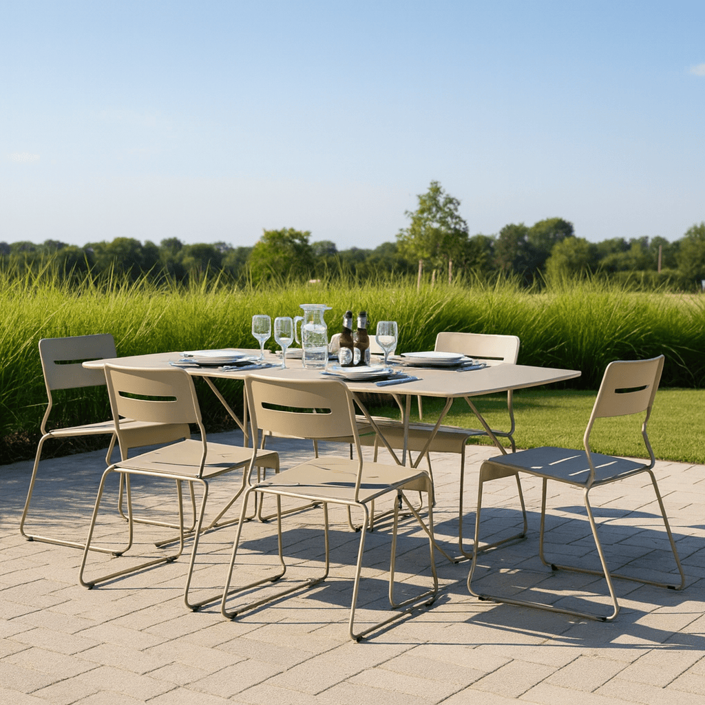 Seek & Ramble Armchair Parco Outdoor 7Pce Dining Table and Chairs Sand