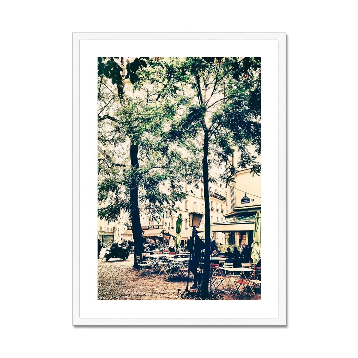 Seek & Ramble Framed A4 Portrait / White Frame Paris Cafe Streetview Framed Print