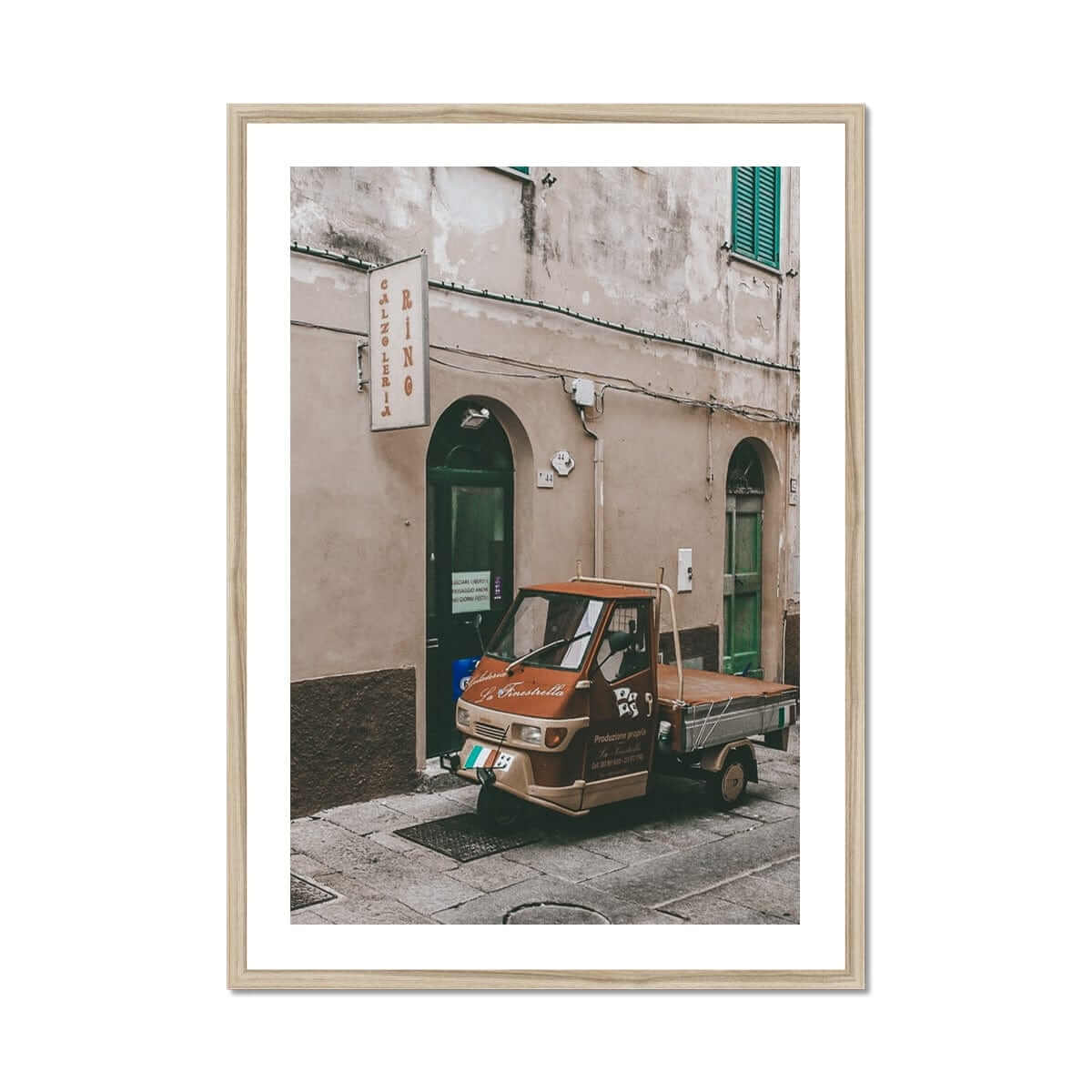 Seek & Ramble Framed Print A1 Portrait / Natural Frame Piccolo Auto Italy Framed Print
