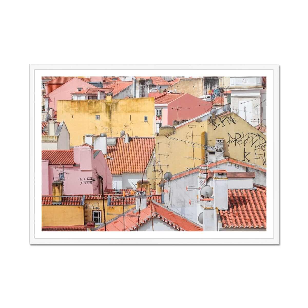 Seek & Ramble Framed A1 Landscape / White Frame Portugal Lisbon Alfama Streets Colour Framed Print