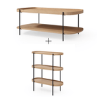 Seek & Ramble Coffee Tables Set of 2 Cleo Natural Ash Coffee Table and 3 Tier Bookcase