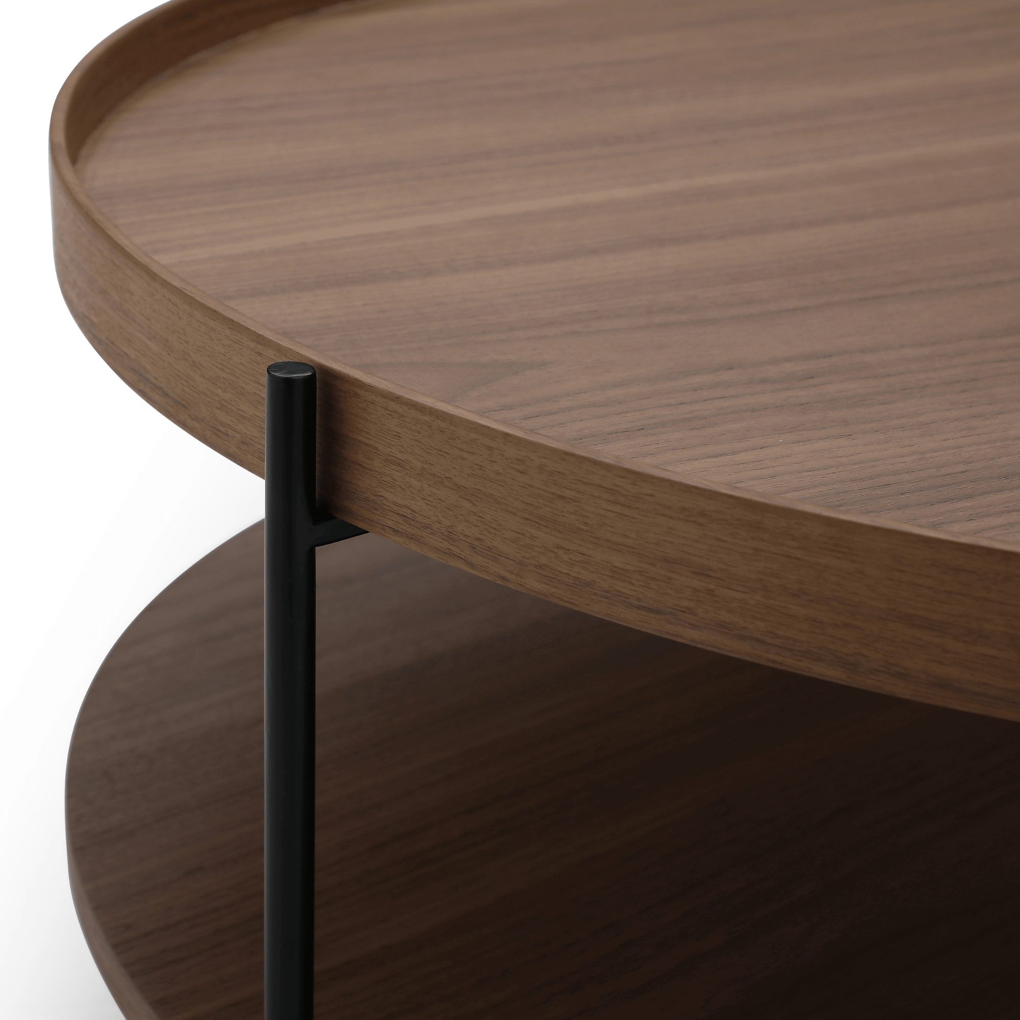 Set of 2 Round Coffee Table Walnut & Tray Top Side Table BundleCoffee TablesSeek & Ramble