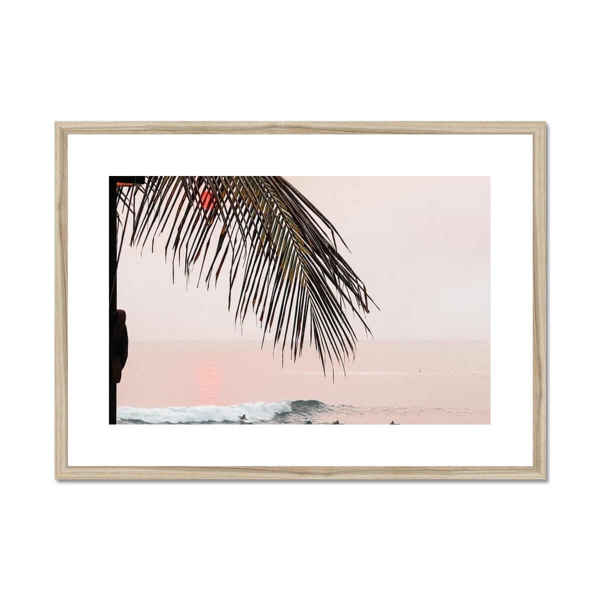 Prodigi Fine art A4 Landscape / Natural Frame Sunset Surfers Serenity Bali Framed Print