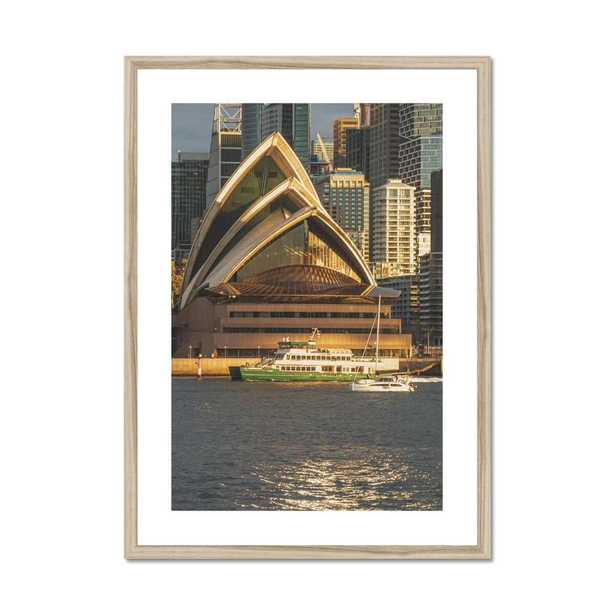 Seek & Ramble Framed A4 Portrait / Natural Frame Sydney Opera House Dusk View Framed & Mounted Print