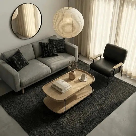 Seek & Ramble Coffee Tables Cleo 120cm Rectangle Coffee Table Natural Ash & Black Leg
