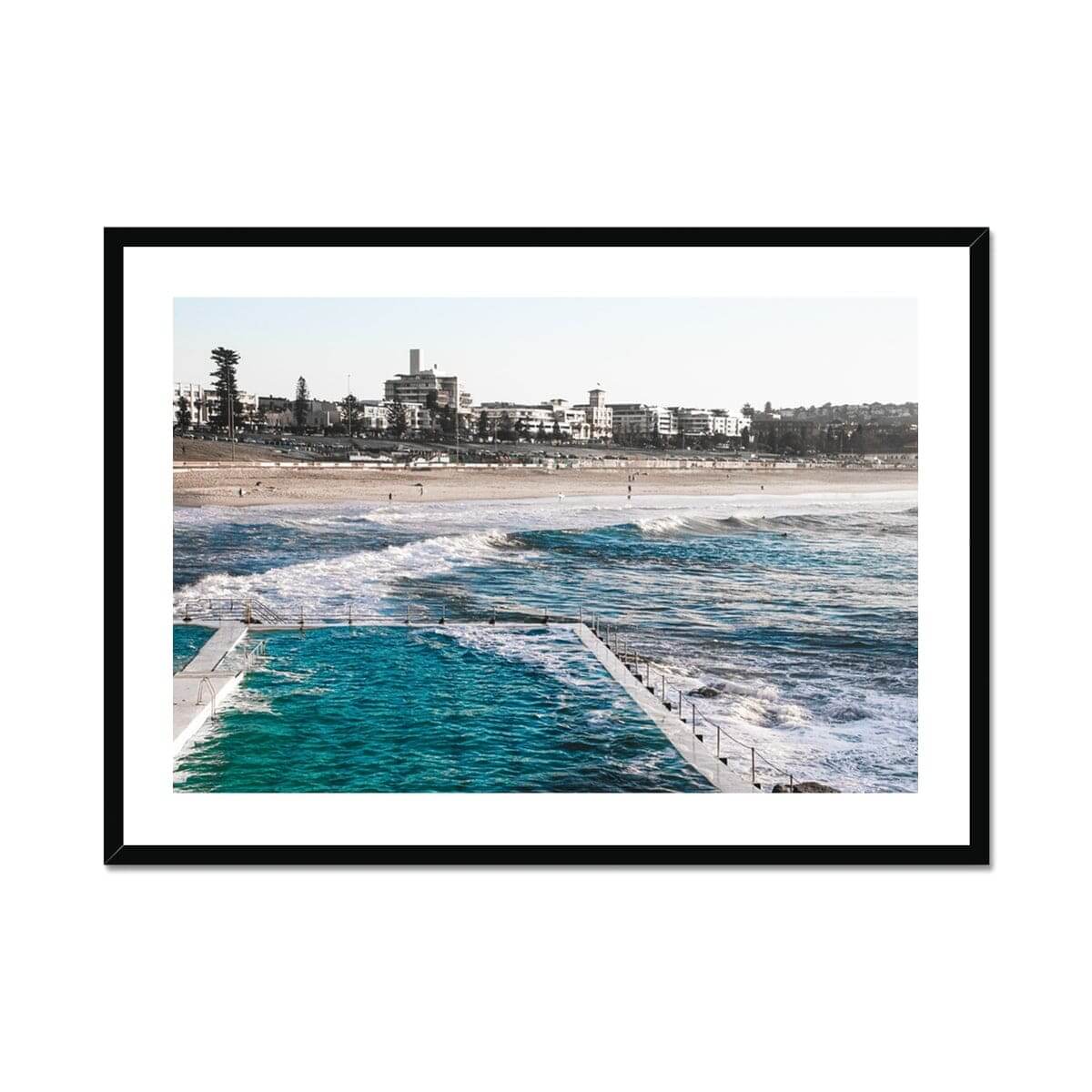 Seek & Ramble Framed Print A4 Landscape / Black Frame View From Bondi Icebergs Framed Print