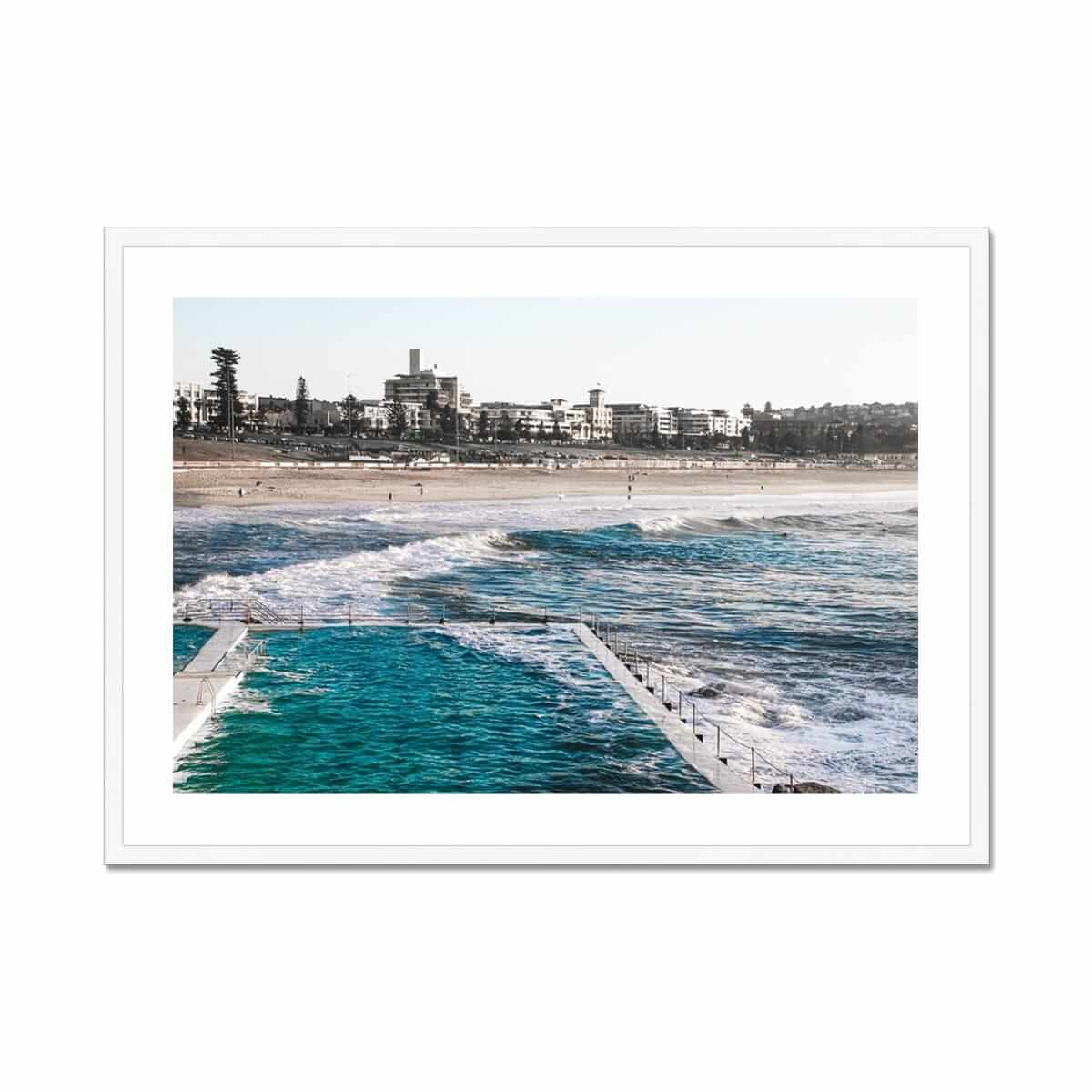 Seek & Ramble Framed Print A4 Landscape / White Frame View From Bondi Icebergs Framed Print