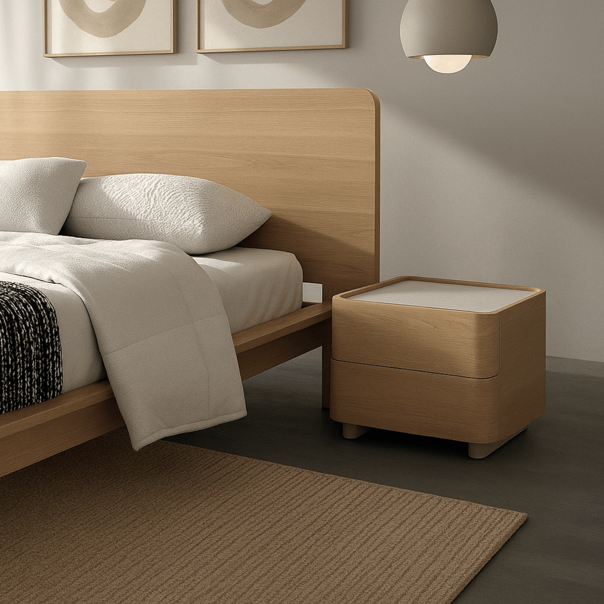 Seek & Ramble Bedsides Xara 2 Drawer Bedside Natural Ash & Warm Grey