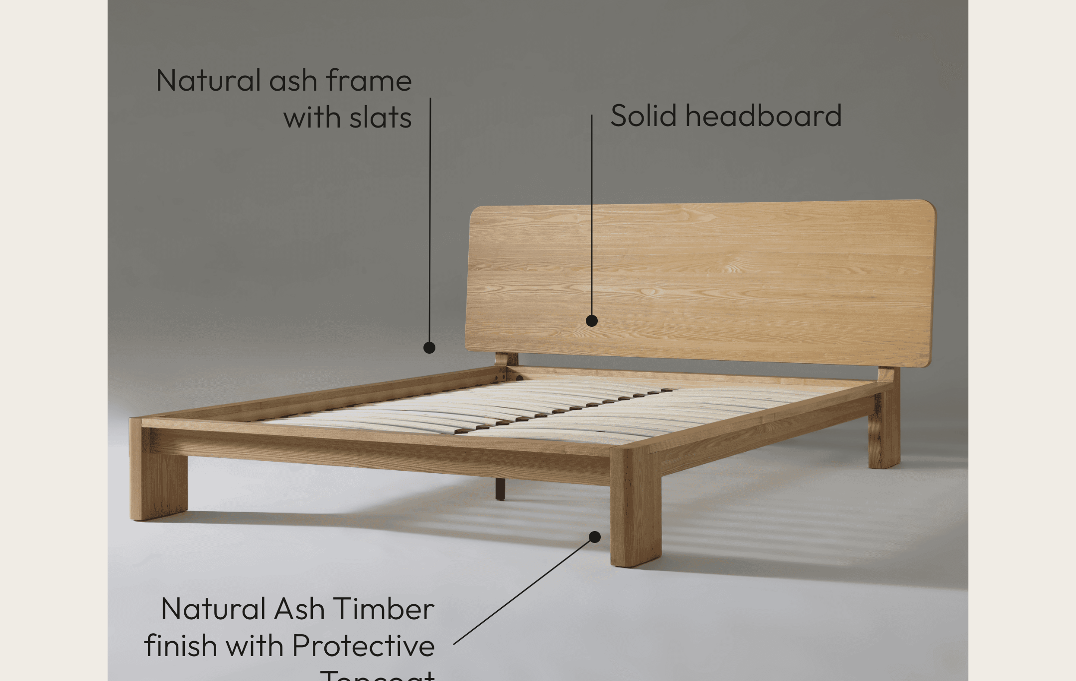 Seek & Ramble Beds Xara Natural Ash Queen Size Bed