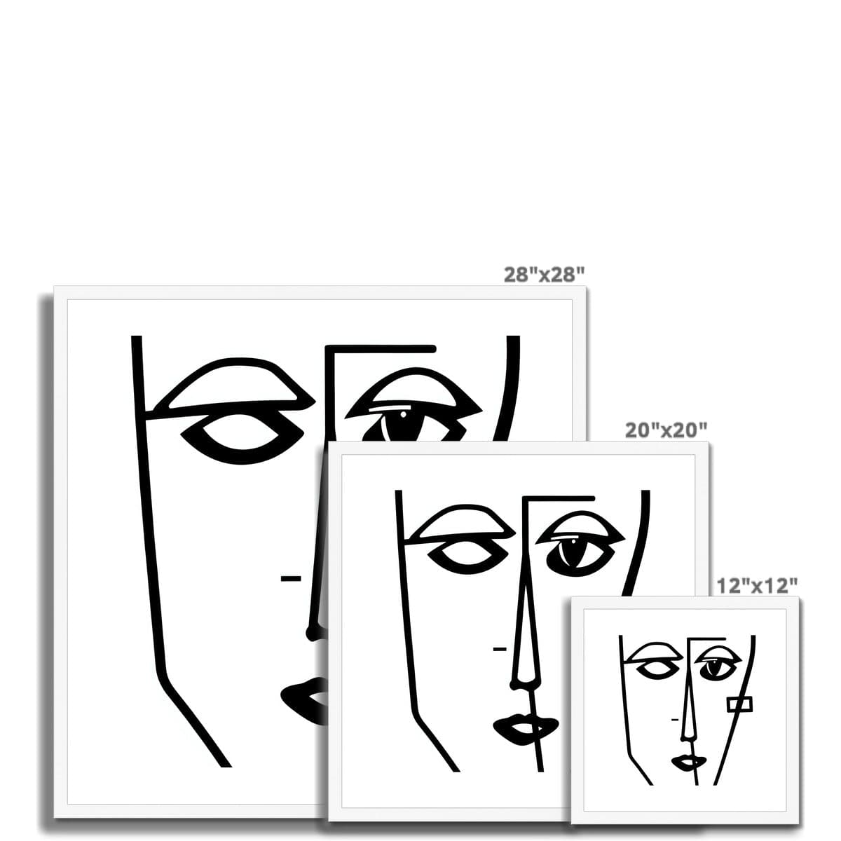 Seek & Ramble Framed Ai Picasso Style Line Drawing Face Framed & Mounted Print