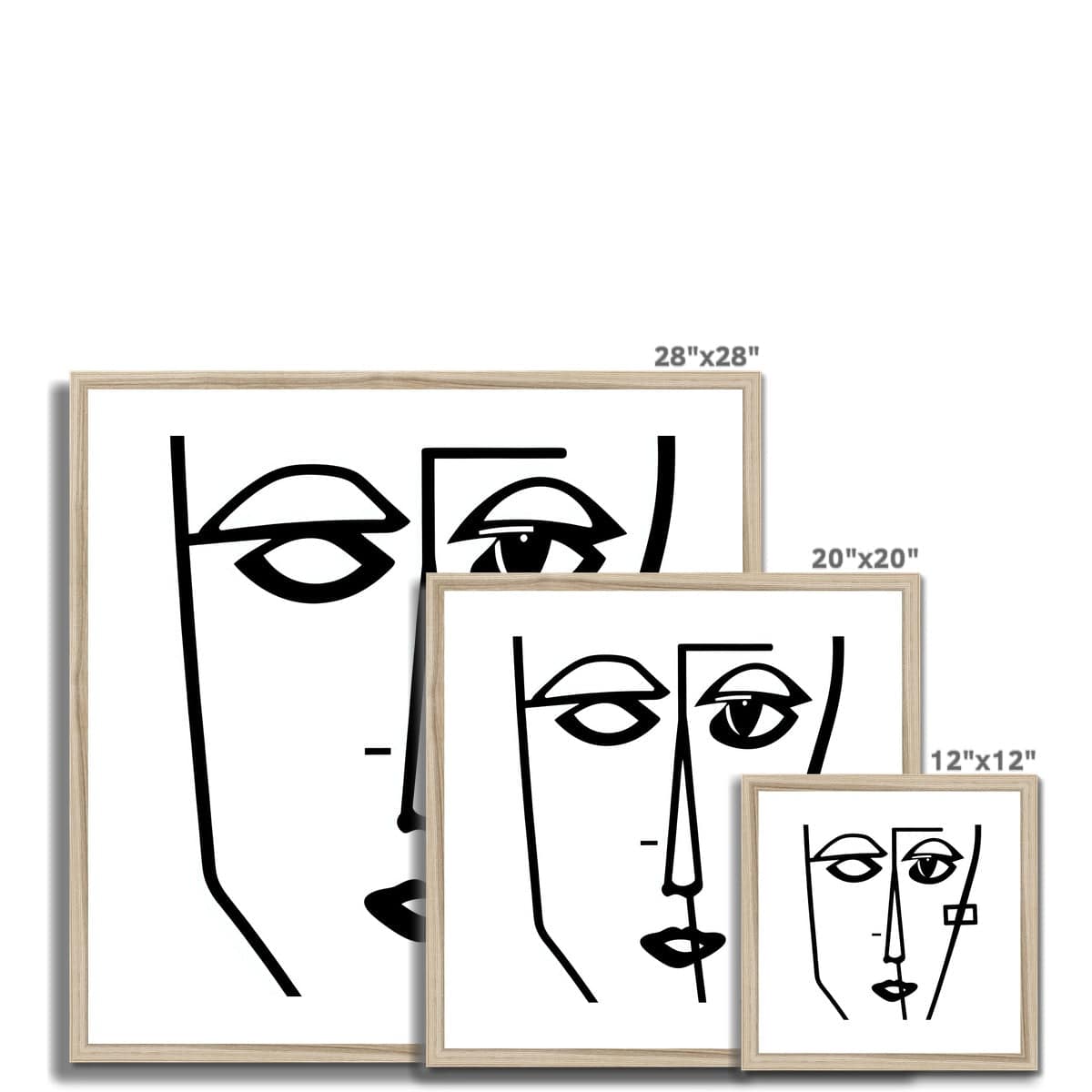 Seek & Ramble Framed Ai Picasso Style Line Drawing Face Framed & Mounted Print