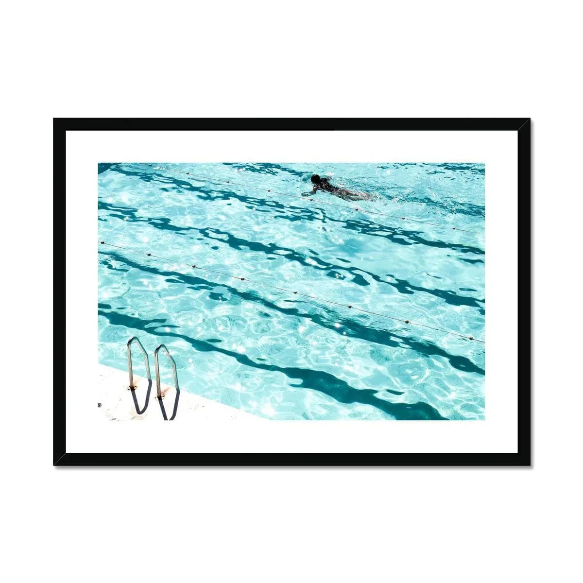 Seek & Ramble Framed A4 Landscape / Black Frame Bondi Icebergs Swimmer Coastal Framed & Mounted Print