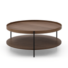 Seek & Ramble Coffee Tables Cleo 90cm Round Coffee Table Walnut With Storage Shelf