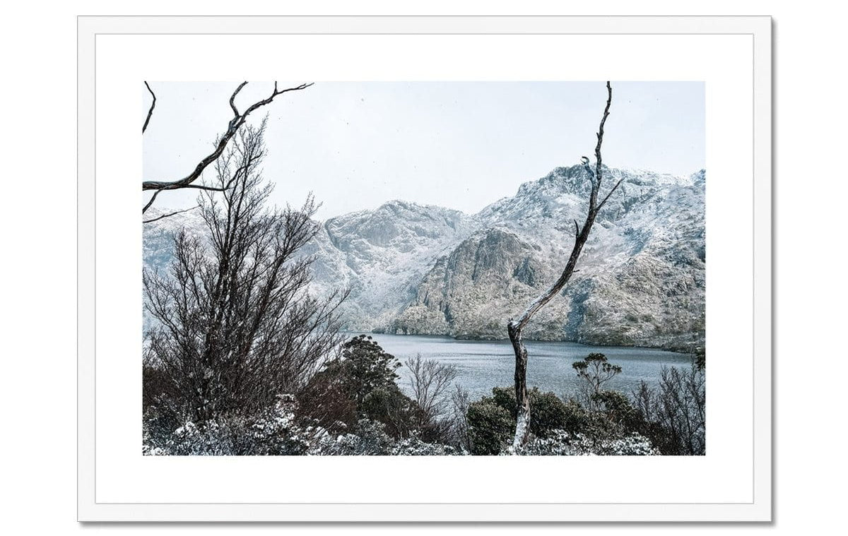 Seek & Ramble Framed A4 Landscape / White Frame Hansen Lake Cradle Mountain Framed & Mounted Print