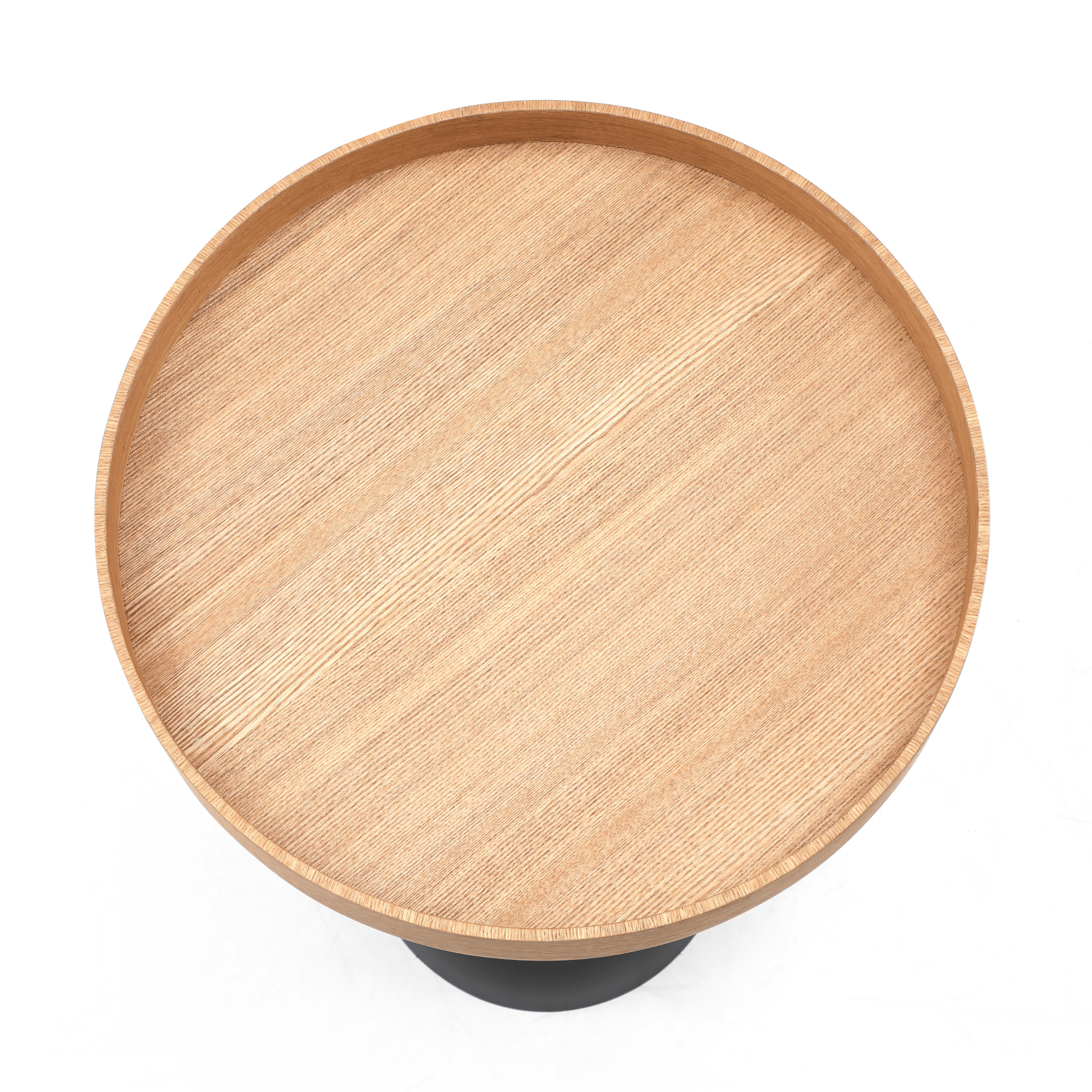 Seek & Ramble Side Tables Harrison Round 40cm Side Table Ash Tray Top & Metal Pedestal Black Base