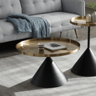 Seek & Ramble Coffee Tables Lloyd Round 76cm Coffee Table Metal Brushed Gold & Black Cone Base