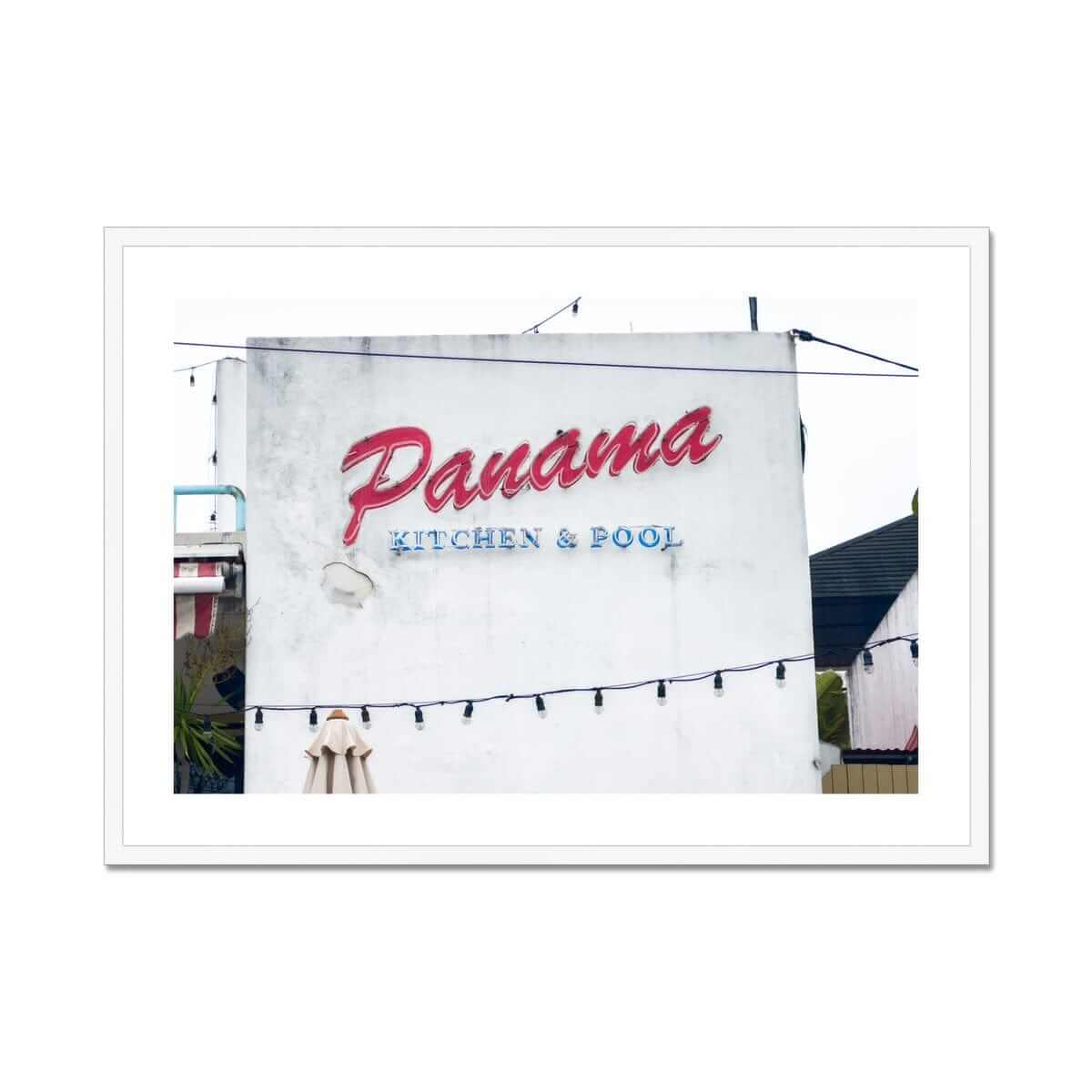 Seek & Ramble Framed 20"x16" / White Frame Panama Kitchen & Pool Framed & Mounted Print