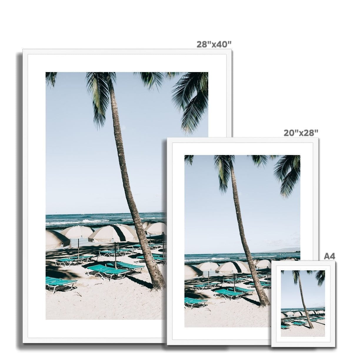 Seek & Ramble Framed Waikiki Beach Blue Beds Framed Print