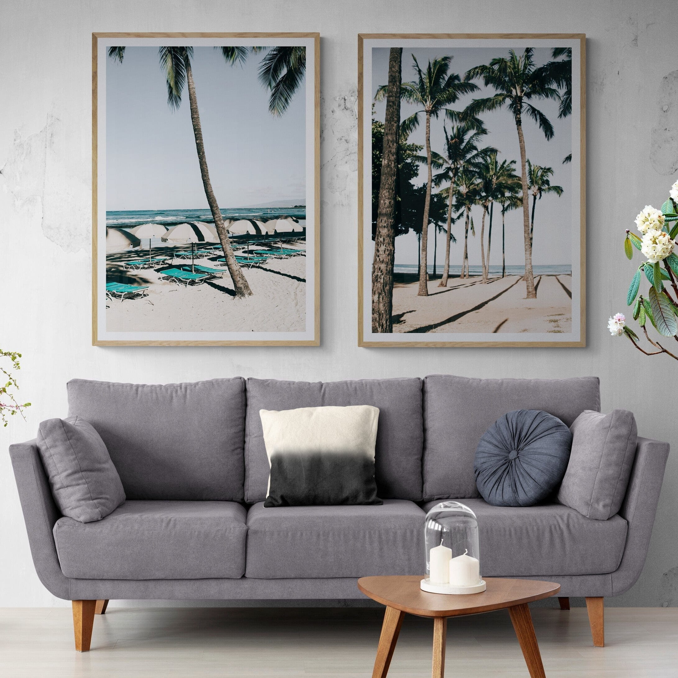 Seek & Ramble Framed Waikiki Beach Blue Beds Framed Print