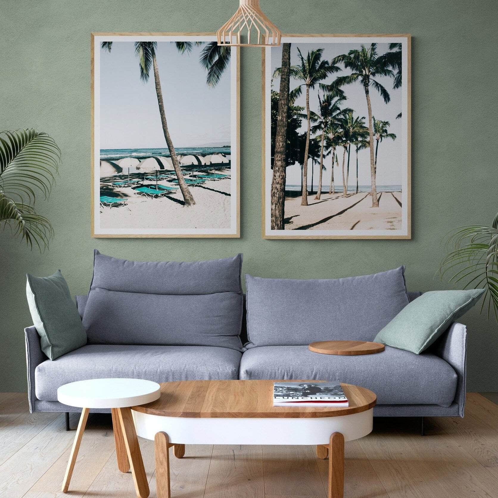Seek & Ramble Framed Waikiki Beach Blue Beds Framed Print
