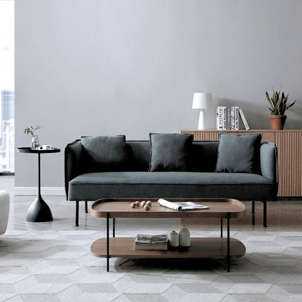 Seek & Ramble Coffee Tables Cleo Set of 2 Coffee and Side Table Walnut & Black Bundle