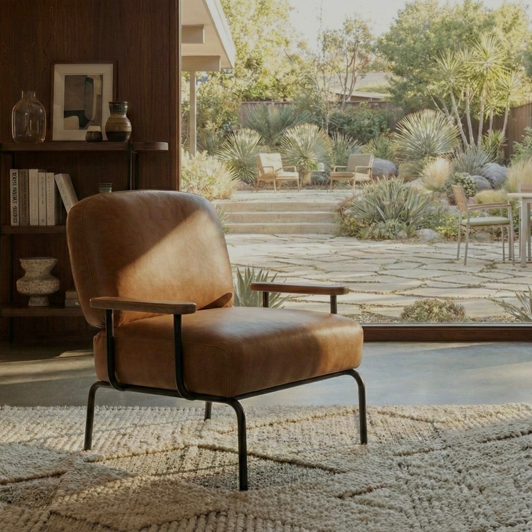 Introduce a tan leather armchair into your space