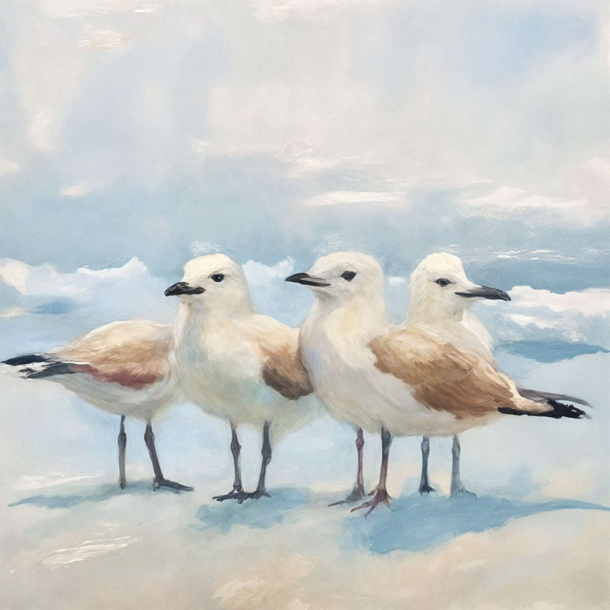 Beach Seagulls On Blue