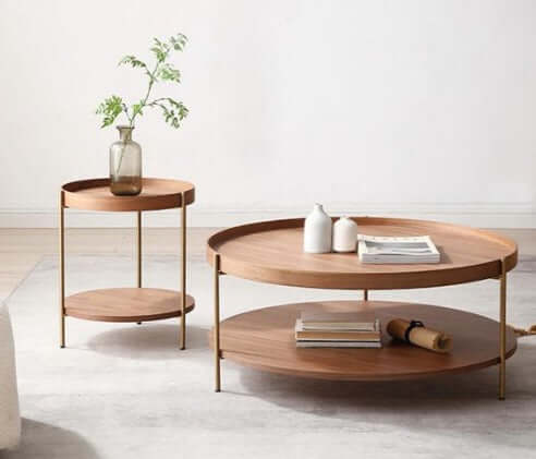 round walnut coffee table